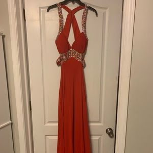 Red Sequined Prom Dress